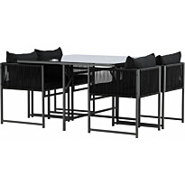 Ruokailuryhmä Venture Home Noto, 120x120cm ruokapöytä + 4 tuolia, musta