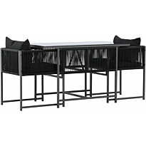 Parvekeryhmä Venture Home Noto, 120x60cm Noto-pöytä + 2 Noto-tuolia, musta