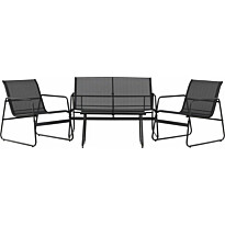 Sohvaryhmä Venture Home Scopello, 2-istuttava sohva + 2 lepotuolia + sohvapöytä, musta