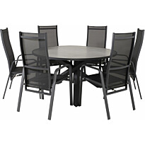 Ruokailuryhmä Venture Home, ø140cm Parma-pöytä + 6 Copacabana-tuolia