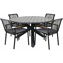Ruokailuryhmä Venture Home, ø140cm Parma-pöytä + 4 Dallas-tuolia