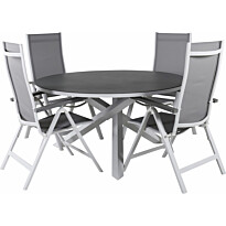 Ruokailuryhmä Venture Home, ø140cm Copacabana-pöytä + 4 Albany-tuolia