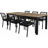 Ruokailuryhmä Venture Home, 220x100cm Panama-pöytä + 6 Dallas-tuolia