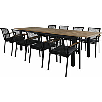 Ruokailuryhmä Venture Home, 220x100cm Panama-pöytä + 8 Dallas-tuolia