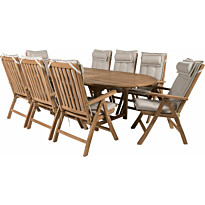 Ruokailuryhmä Venture Home, 180x120cm Kenya-pöytä + 8 Kenya-tuolia