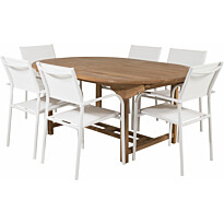 Ruokailuryhmä Venture Home, 180x120cm Kenya-pöytä + 6 Santorini-tuolia