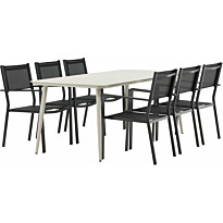 Ruokailuryhmä Venture Home, 200x90cm Lina-pöytä + 6 Copacabana-tuolia