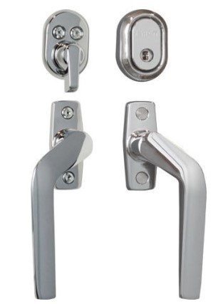 Helapaketti 67 painike LK83 kromi ja LK83 kromi ja peitekilpi Abloy CY803 kromi Classic