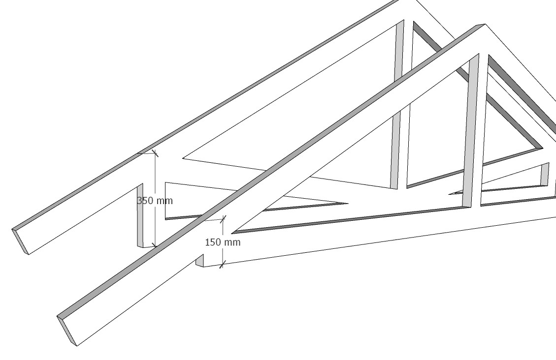 Kattoristikon tukikorkeus 350 mm