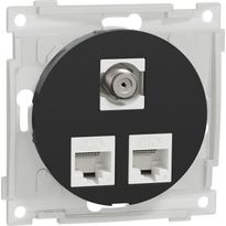 Datarasia Schneider Electric ELKO One, 2xC6 UTP + 1xFF, suora, uppoasennus, keskiölevyllä