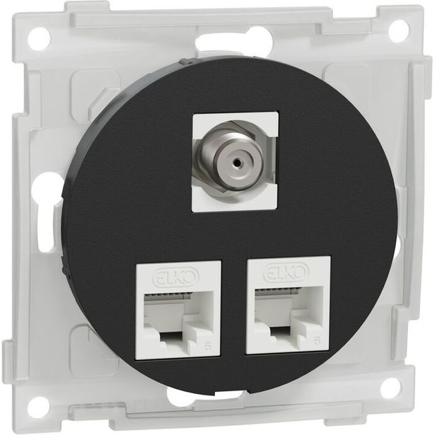 Datarasia Schneider Electric ELKO One, 2xC6 UTP + 1xFF, suora, uppoasennus, keskiölevyllä