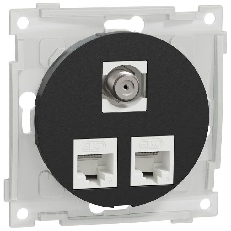 Datarasia Schneider Electric ELKO One, 2xC6 UTP + 1xFF, suora, uppoasennus, keskiölevyllä