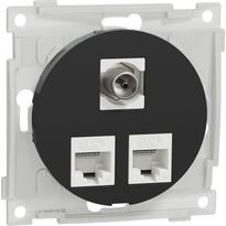 Datarasia Schneider Electric ELKO One, 2xC6 UTP + 1xFIEC, suora, uppoasennus, keskiölevyllä