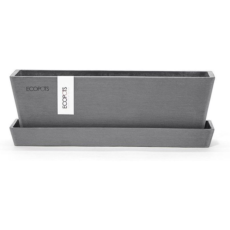 Kukkaruukku aluslautasella Ecopots Bruge 25cm harmaa