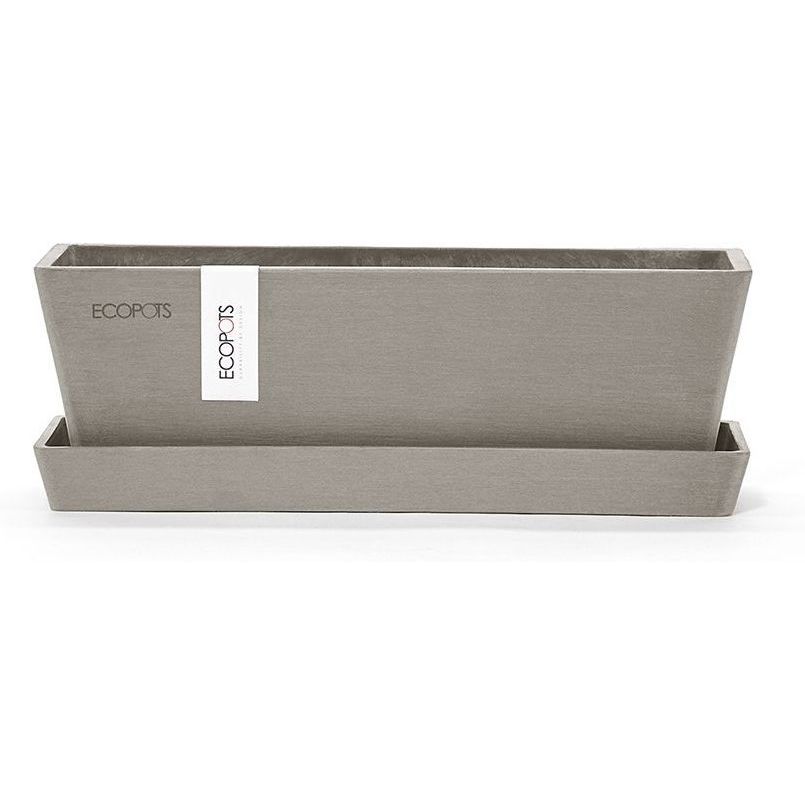 Kukkaruukku aluslautasella Ecopots Bruge 25cm taupe