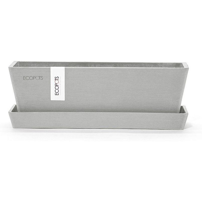 Kukkaruukku aluslautasella Ecopots Bruge 25cm valkoharmaa