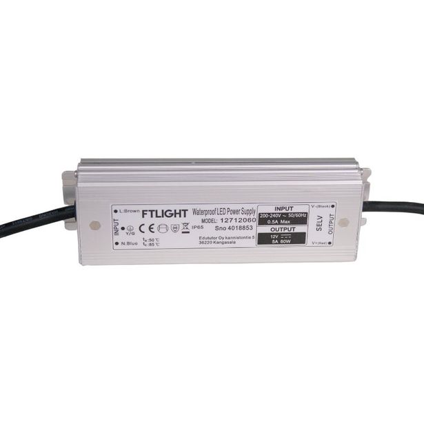LED-vakiojännitelähde FTLight, 60W, 24V, IP65