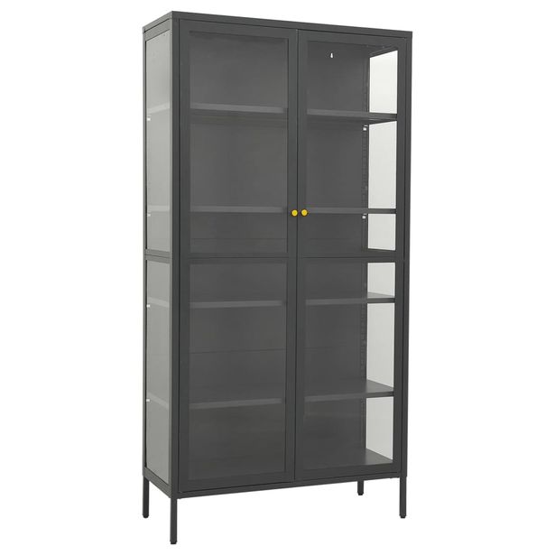 Esittelykaappi antrasiitti 90x40x180 cm teräs/karkaistu lasi (36081)