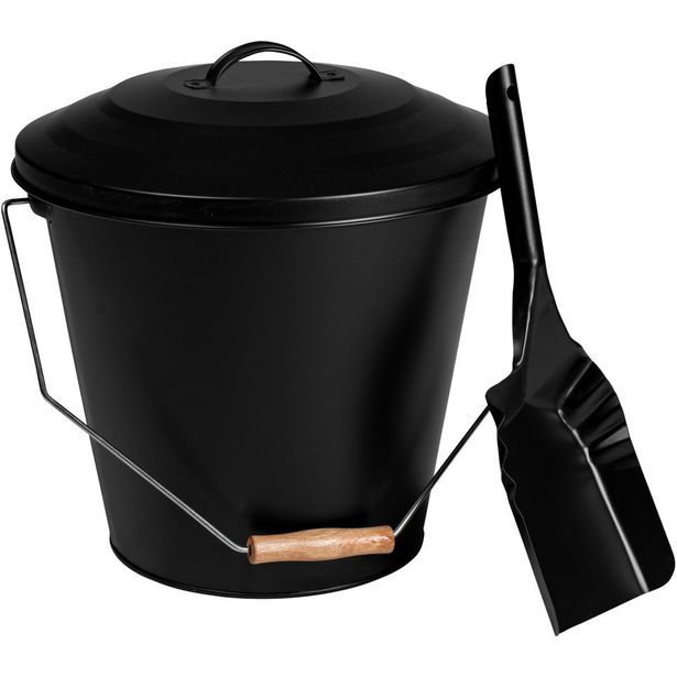 Tuhkaämpäri lapiolla Espegard, 15L, mattamusta