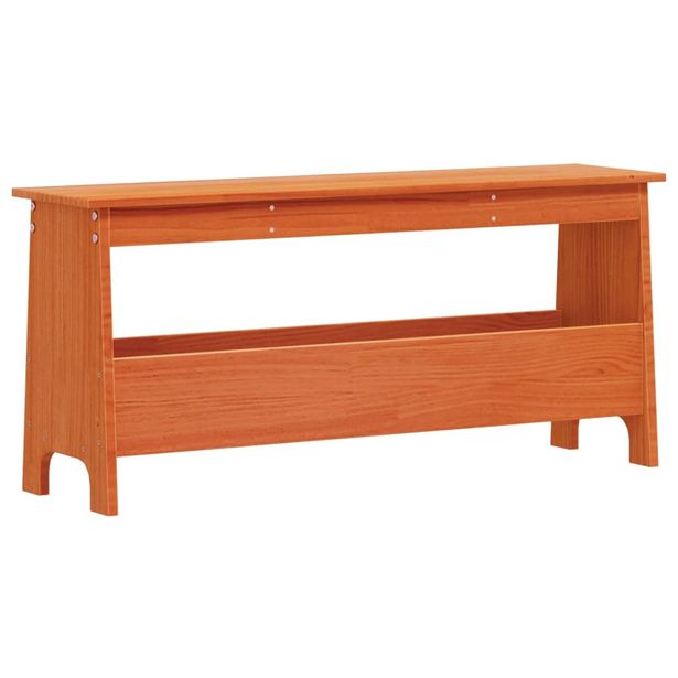Eteisen penkki vahanruskea 100x28x45 cm täysi mänty (37384)