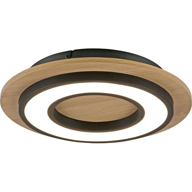 Led-kattovalaisin JustLight Tola Led ⌀32cm, 700lm, puu/mattamusta