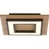 Led-kattovalaisin JustLight Tola Led 30x30cm, 700lm, puu/mattamusta