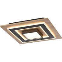 Led-kattovalaisin JustLight Tola Led 40x40cm, 1150lm, puu/mattamusta
