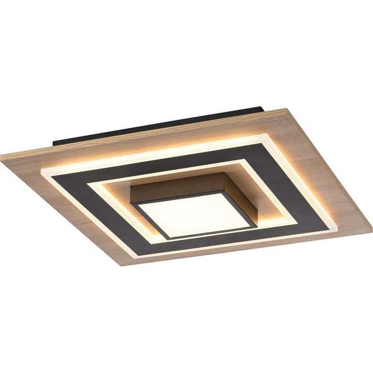 Led-kattovalaisin JustLight Tola Led 40x40cm, 1150lm, puu/mattamusta