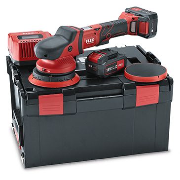 Epäkeskokiillotuskone Flex XFE 15 150 18.0-EC/5.0 Set, 18V, 2x5.0Ah akuilla + L-Boxx
