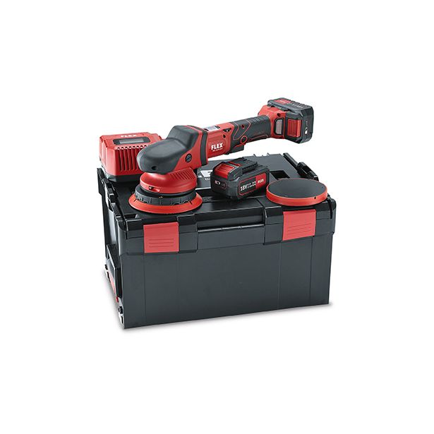 Epäkeskokiillotuskone Flex XFE 15 150 18.0-EC/5.0 Set, 18V, 2x5.0Ah akuilla + L-Boxx