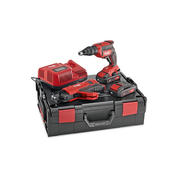 Akkunauharuuvinväännin Flex DW 45 18.0-EC M/2.5 Set, syötöllä, 18V, 2x2.5Ah akuilla + L-Boxx