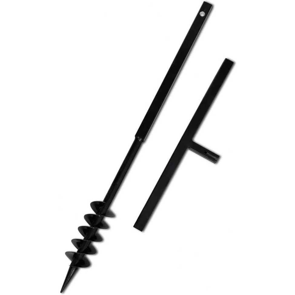 Maapora kahvalla kaira bitti 80mm kaksois-spiraali, teräs, musta