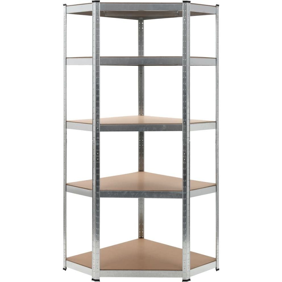 Varastohylly, hopea, 75x75x180cm, teräs ja MDF