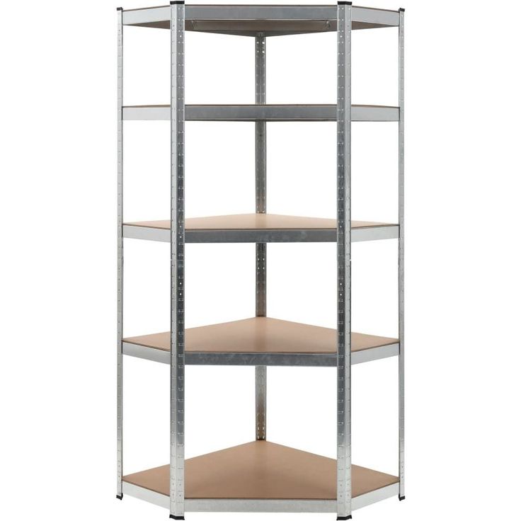 Varastohylly, hopea, 75x75x180cm, teräs ja MDF