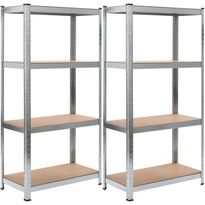 Varastohyllyt, 2kpl, hopea, 80x40x160cm, teräs ja MDF