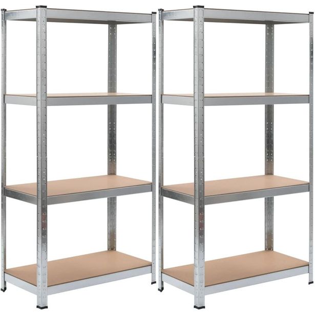 Varastohyllyt, 2kpl, hopea, 80x40x160cm, teräs ja MDF