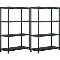Varastohyllyt, 2kpl, 220kg, muovi, 90x40x138cm, musta