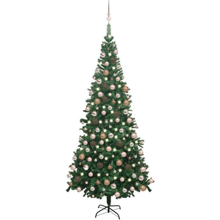 Tekojoulukuusi LED-valoilla ja palloilla, L, 240cm, vihreä 