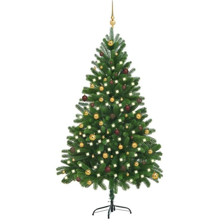 Tekojoulukuusi LED-valoilla ja valoilla, vihreä, PE