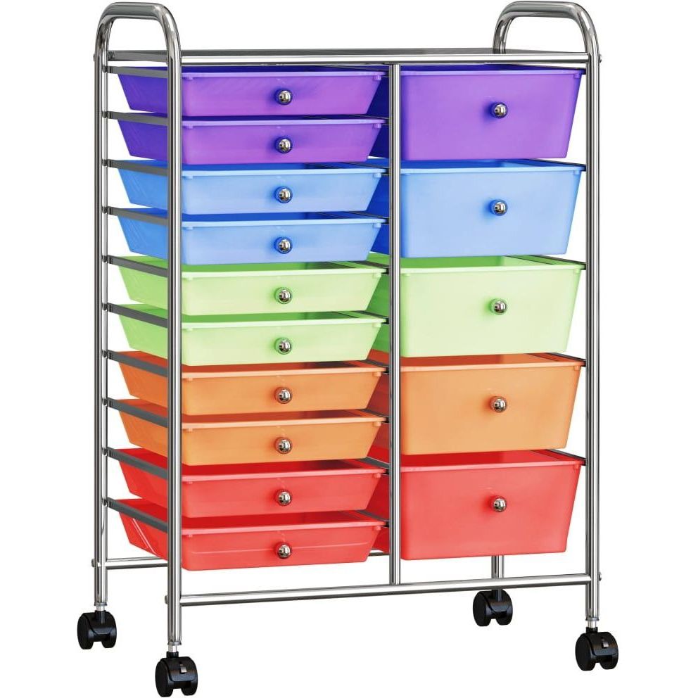 XXL 15 laatikon liikkuva säilytysvaunu, monivärinen, muovi