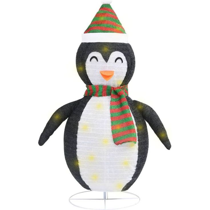 Pingviini-joulukoriste LED-valoilla, ylellinen kangas