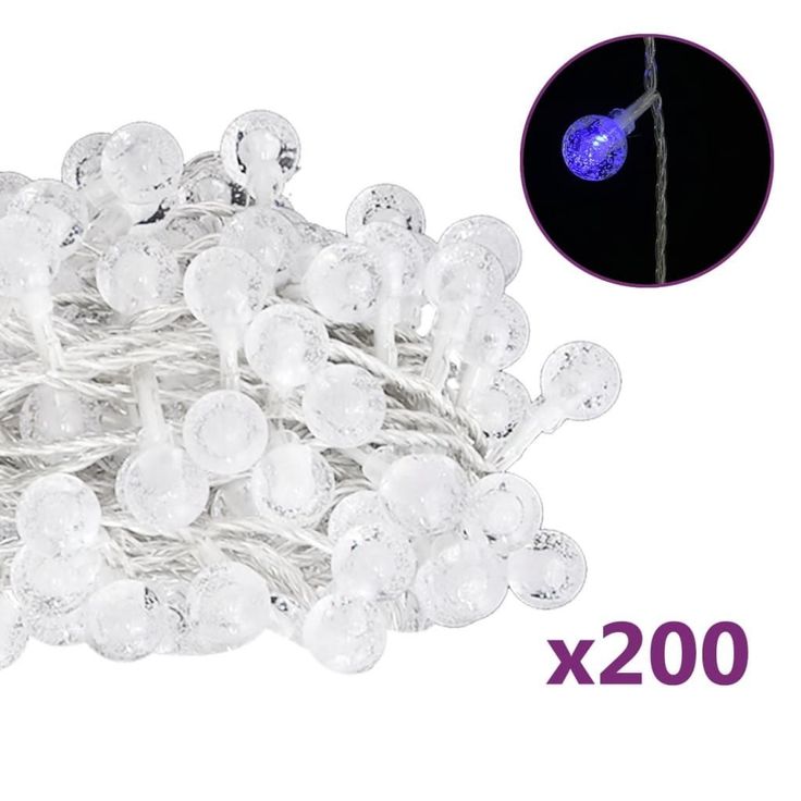 Keijuvalonauha pallo, 20m, 200 LED-valoa, sininen, 8-toiminen