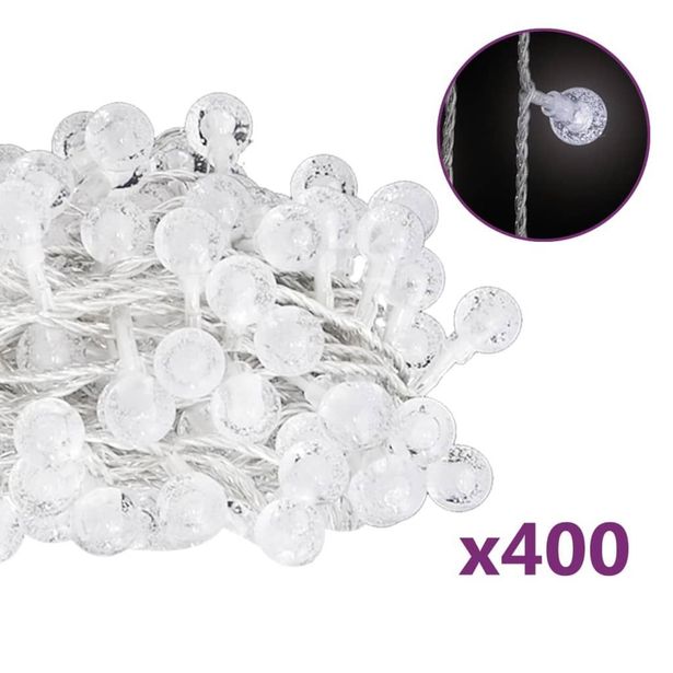 Keijuvalonauha pallo, 40m, 400 LED-valoa, kylmä valk., 8-toiminen