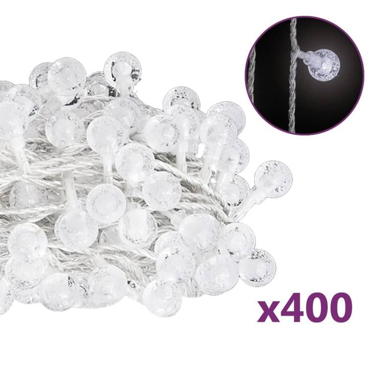 Keijuvalonauha pallo, 40m, 400 LED-valoa, kylmä valk., 8-toiminen