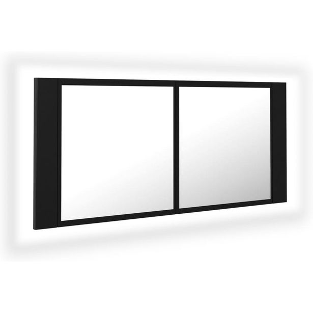 Kylpyhuoneen LED peilikaappi, musta, 100x12x45cm