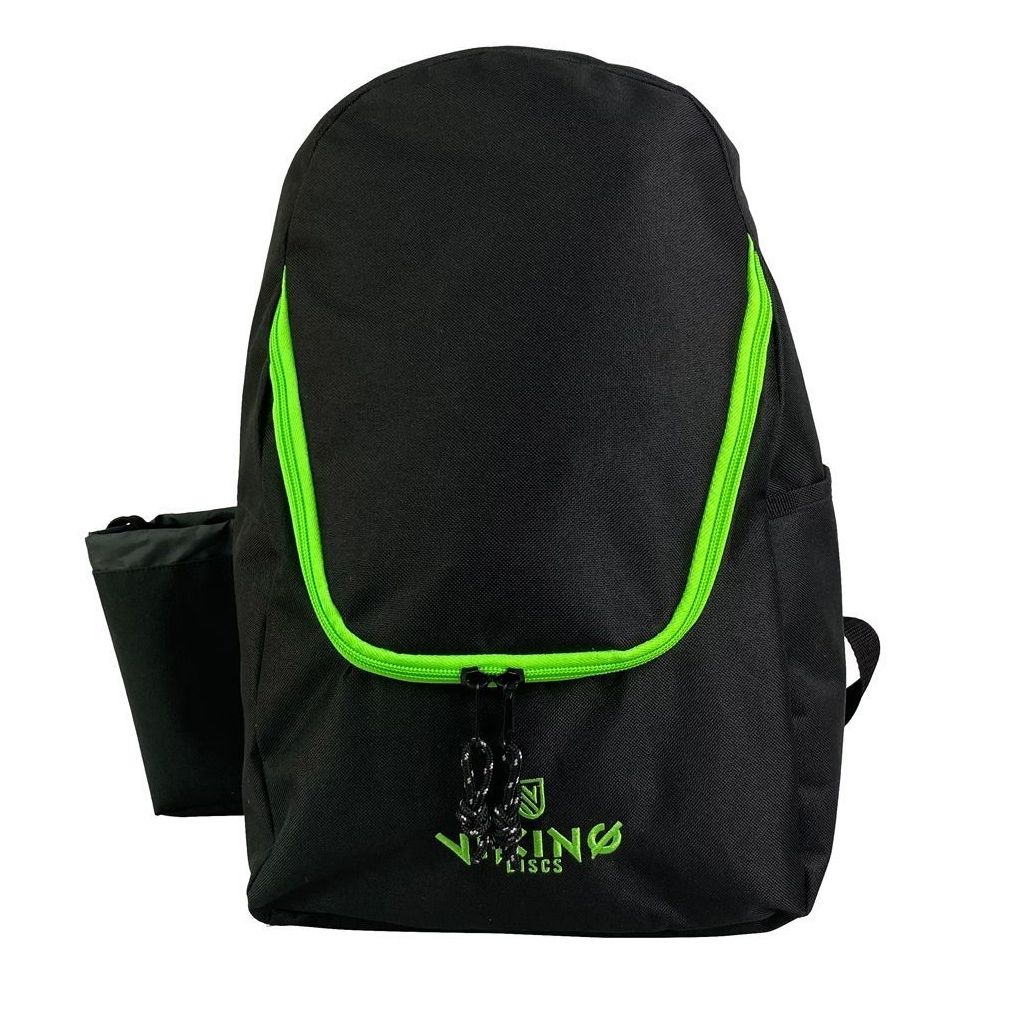 Frisbeegolfreppu Viking Discs Rucksack Light, 15 kiekolle, musta/limenvihreä