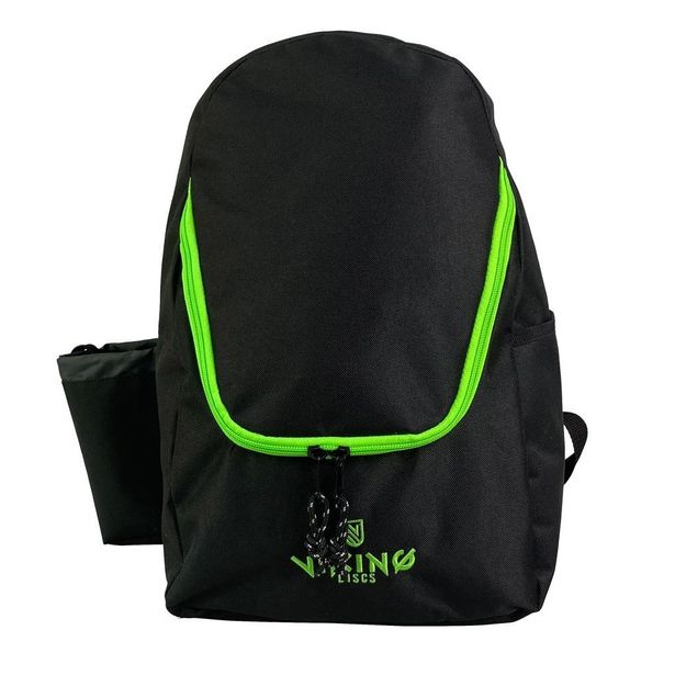 Frisbeegolfreppu Viking Discs Rucksack Light, 15 kiekolle, musta/limenvihreä