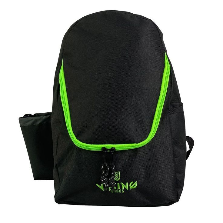 Frisbeegolfreppu Viking Discs Rucksack Light, 15 kiekolle, musta/limenvihreä