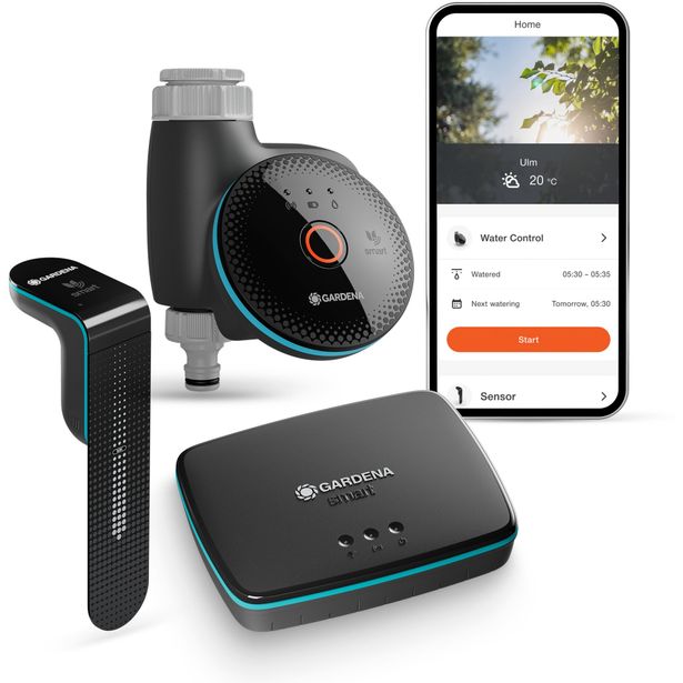 Kastelunohjain Gardena Smart Water Control sis. Smart Gateway ja Smart Sensor