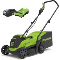 Akkuruohonleikkuri Greenworks GD24LM33K2, 33cm, 24V, 2.0Ah akulla